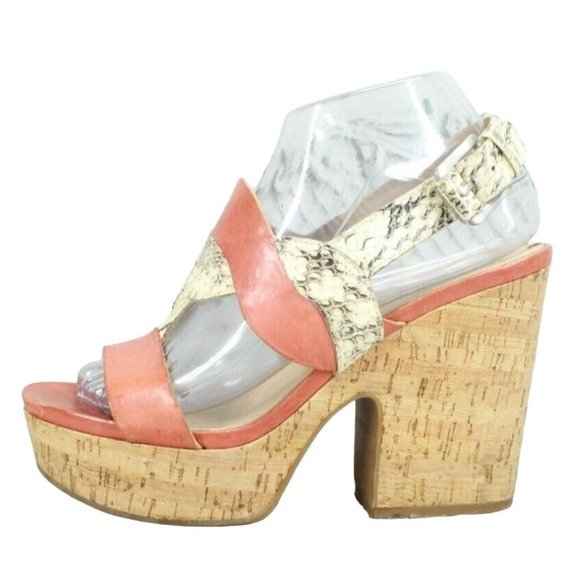Via Spiga Shoes - VIA SPIGA Orange Leather Strappy Heeled Sandals Size 7.5 M
